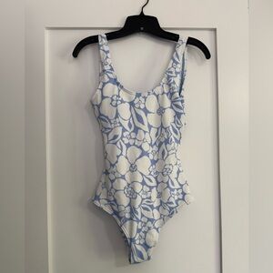Floral Blue and White One Piece Swimsuit